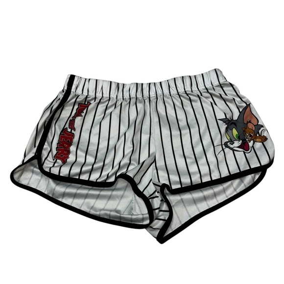 Tom & Jerry Girl's Size XL Athletic Running Shorts White Striped Lounge Shorts - Picture 1 of 7